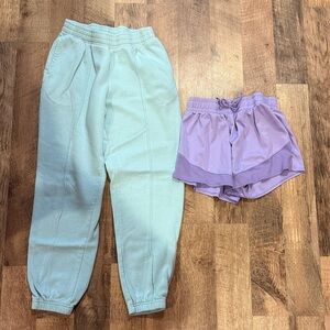 BCG Mint and Lavender Kids Joggers and Shorts - Size 12